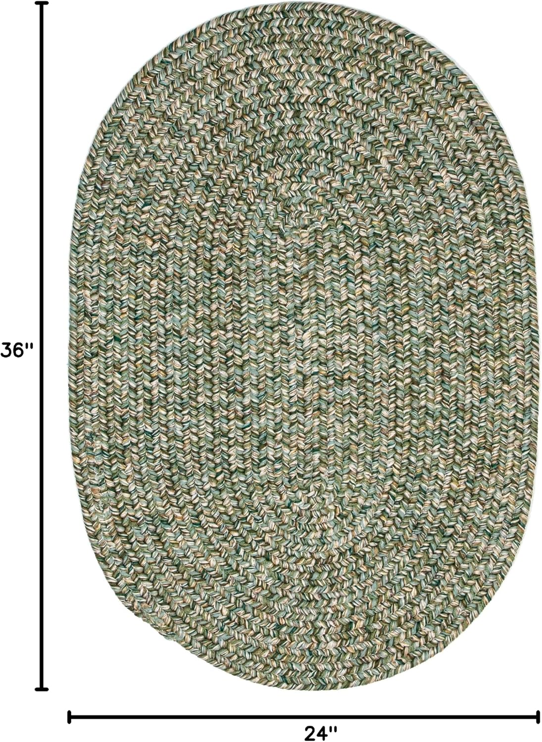 Alfombra trenzada reversible 2x3ft color verde mixto