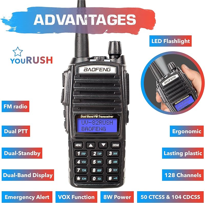 Radio UV-82 Baofeng 8W VHF/UHF 2800mAh batería
