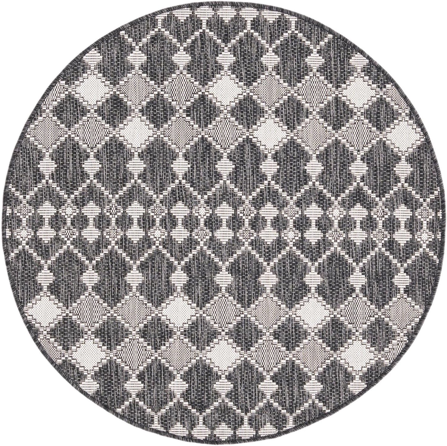 Alfombra exterior Trellis redonda 4ft1pulg carbón/marfil