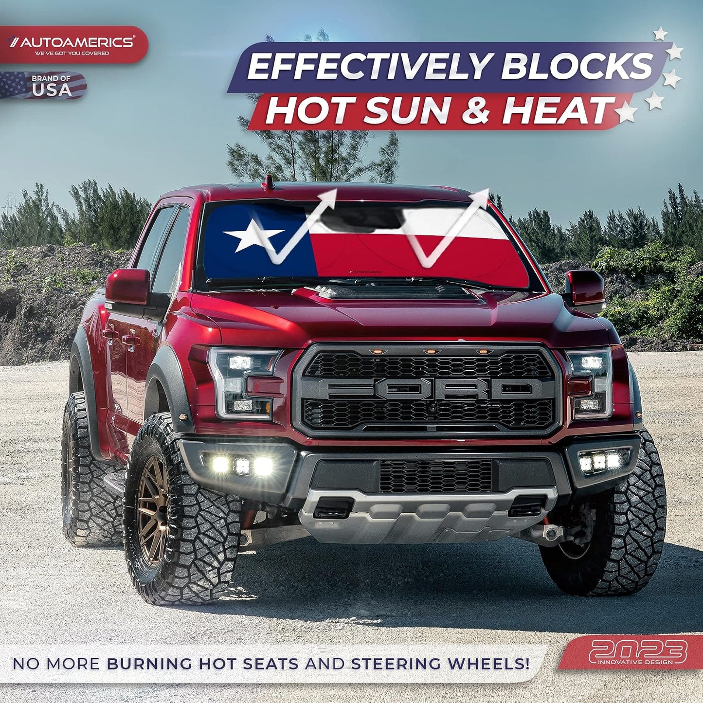 Parasol plegable para parabrisas diseño bandera Texas coche