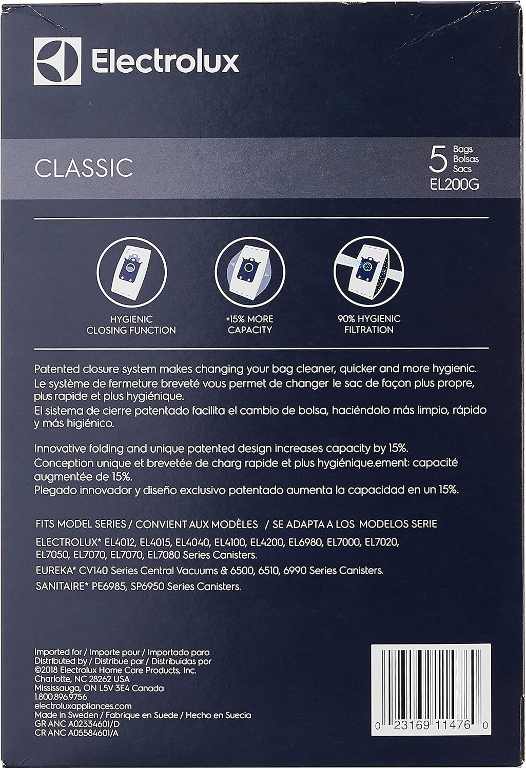 Bolsa de Aspiradora Electrolux EL200G 5 Unidades
