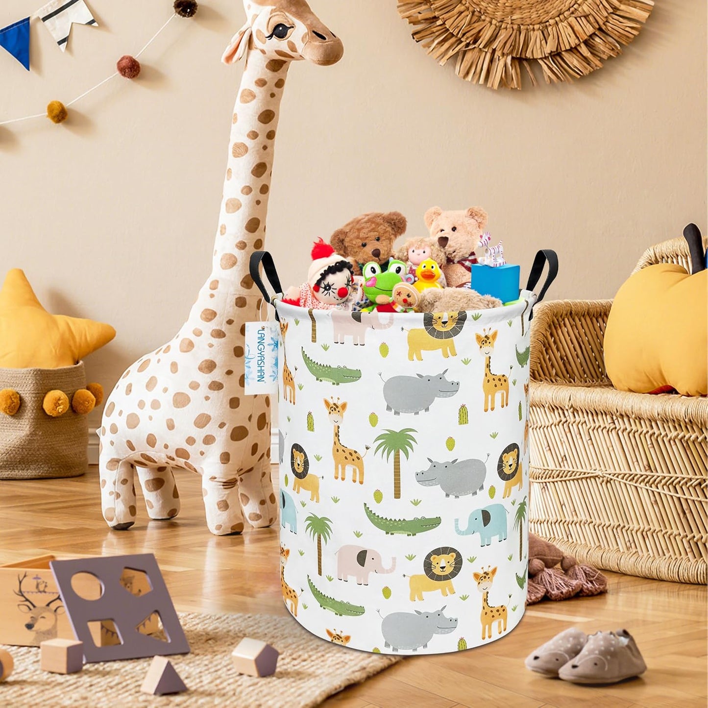 Cesta plegable tela lona organizadora para juguetes dormitorio