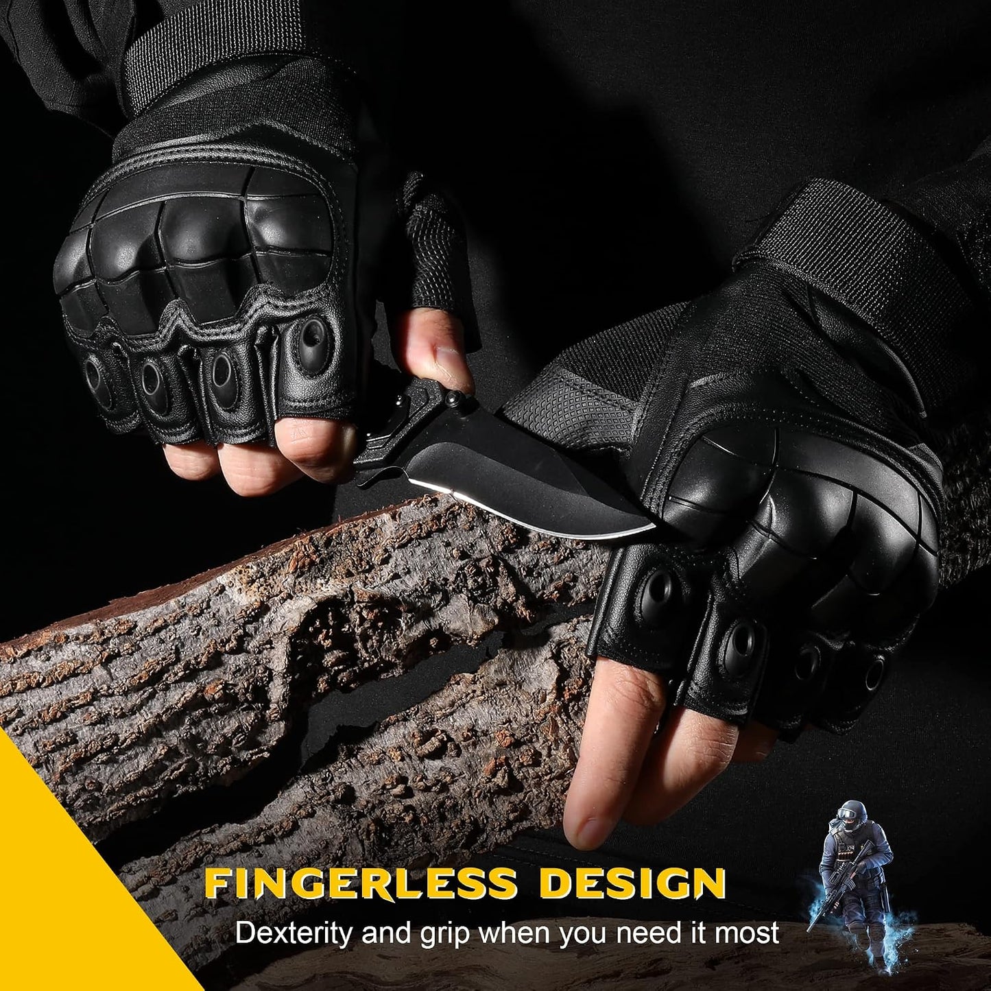 Guantes tácticos sin dedos para moto ciclismo escalada