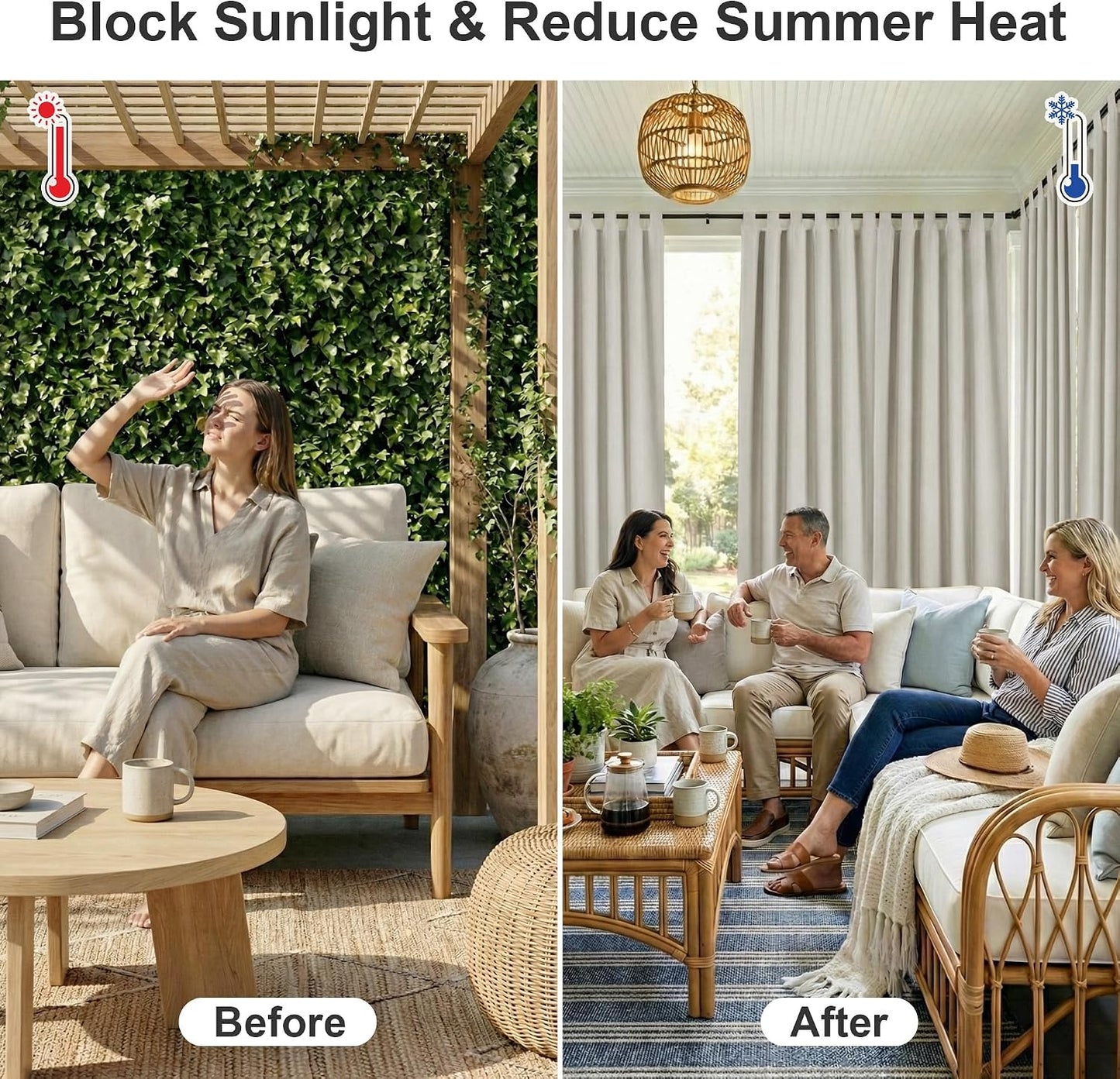 2 Cortinas exteriores adhesivas impermeables