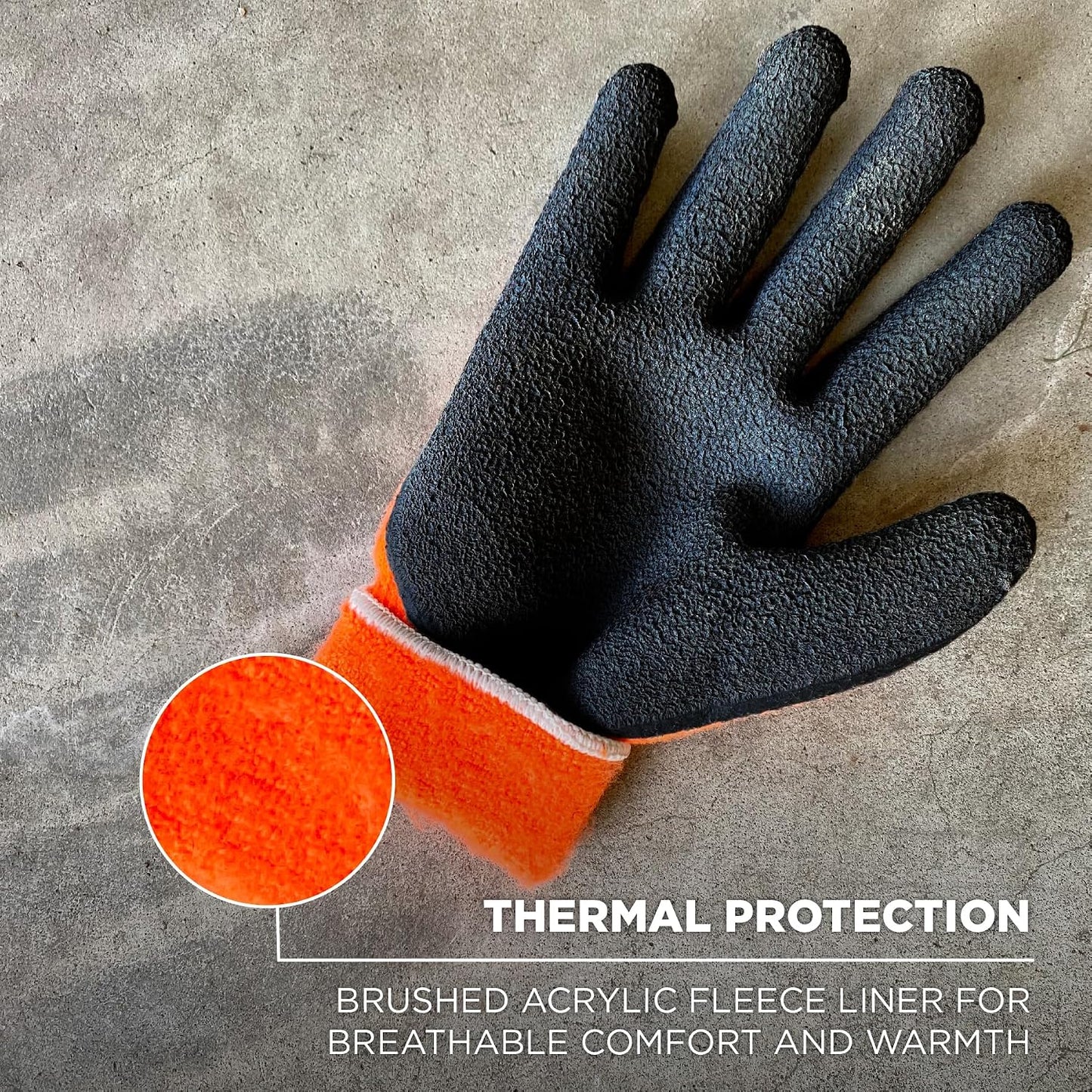 Guantes trabajo invierno palma látex forro polar térmico 12
