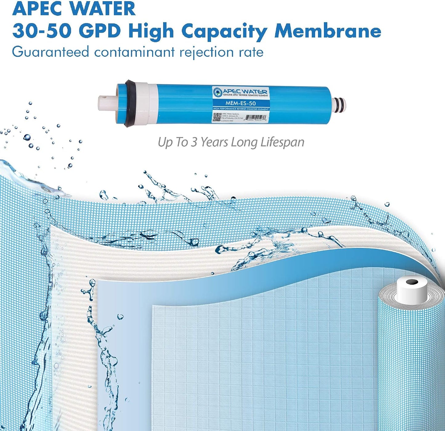 Filtro membrana 50gpd ósmosis inversa 10pulg blanco