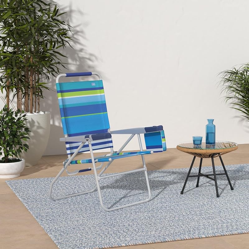 Silla plegable 17pulg 4 posiciones playa camping color azul