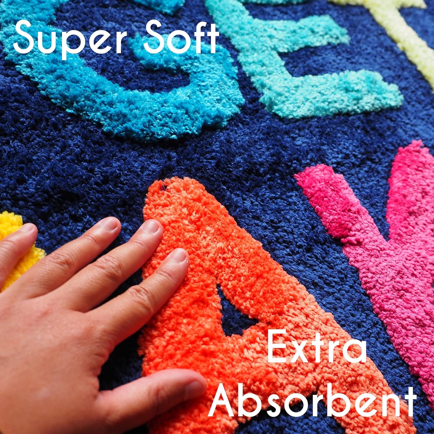 Alfombra baño color azul arco iris 31.5x20"