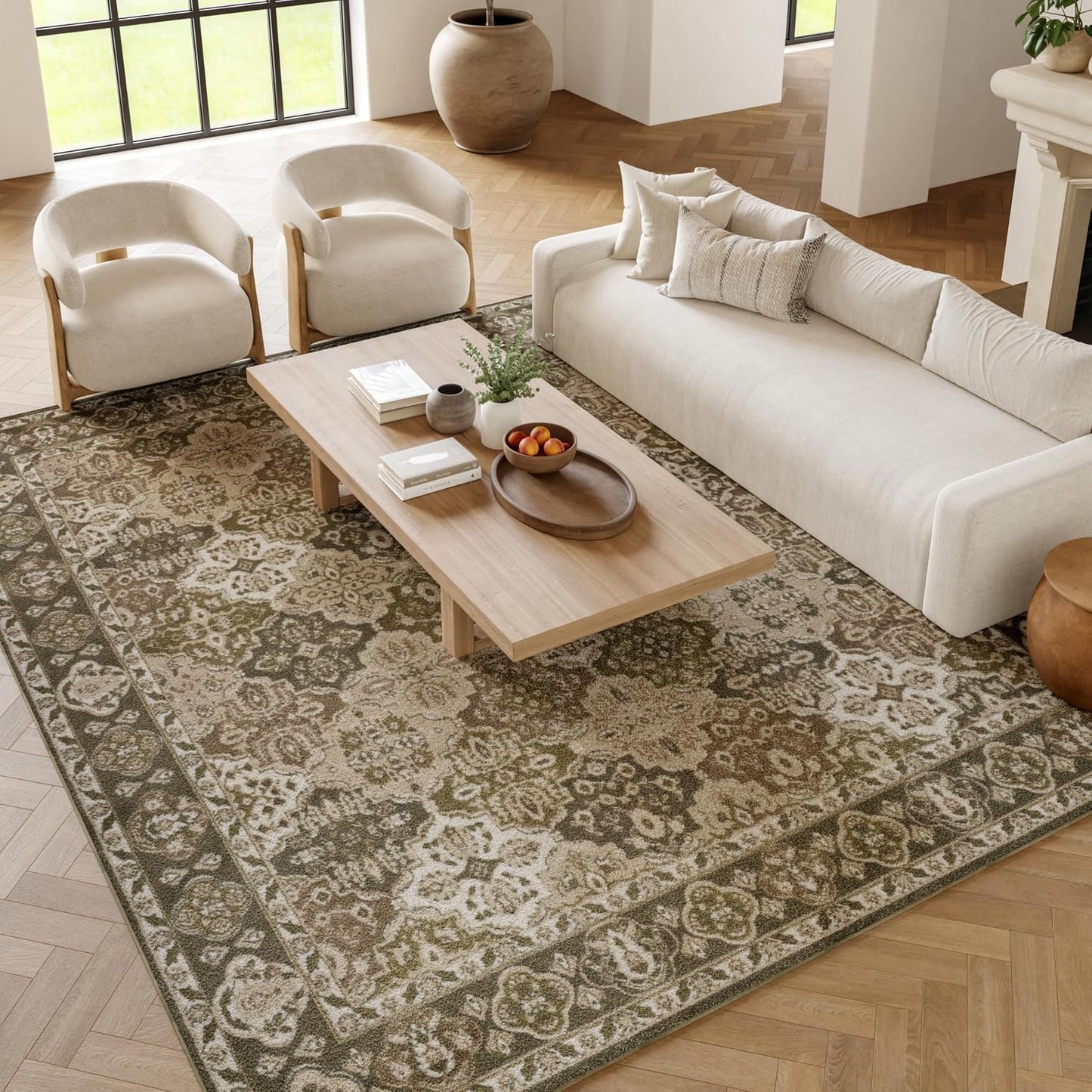 Alfombra verde 6x9ft para dormitorio sala comedor