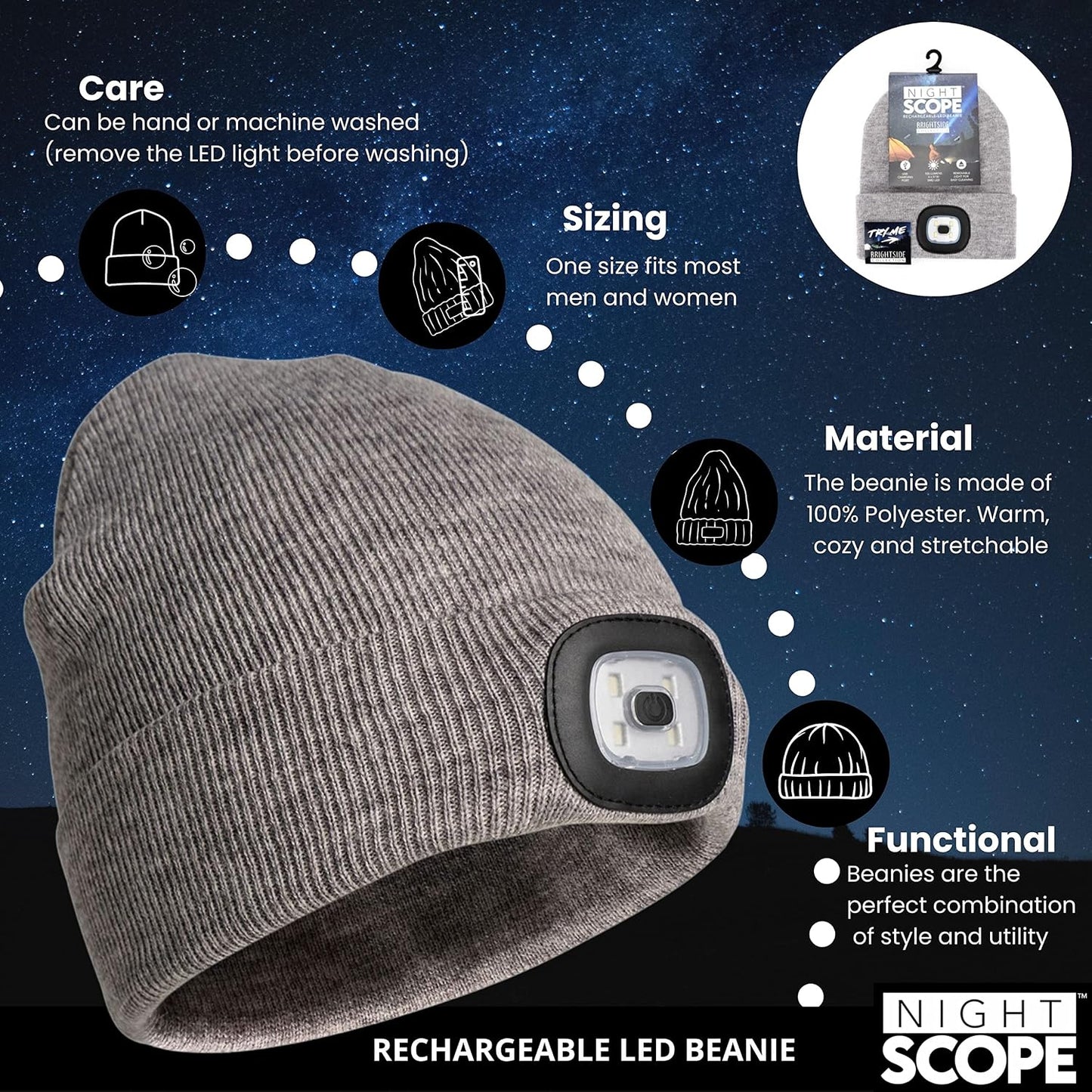 Gorro faro LED recargable para actividades al aire libre