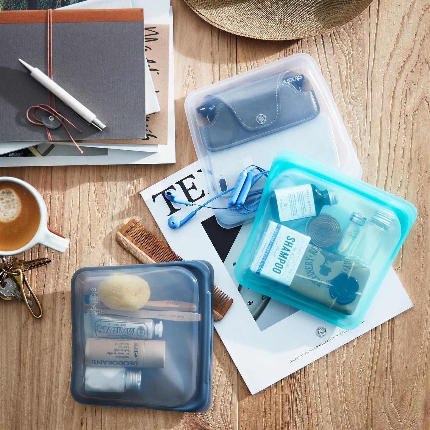 Bolsa silicona para sándwiches color aqua reutiliz.