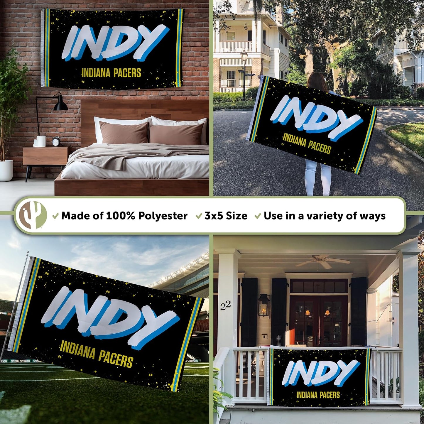 Bandera Pacers NBA 3x5ft poliéster interiores