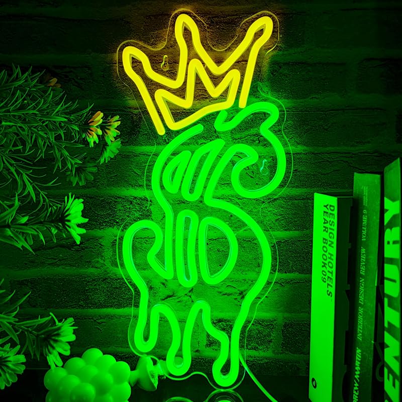 Letrero neón LED de dólar y corona con brillo ajustable USB