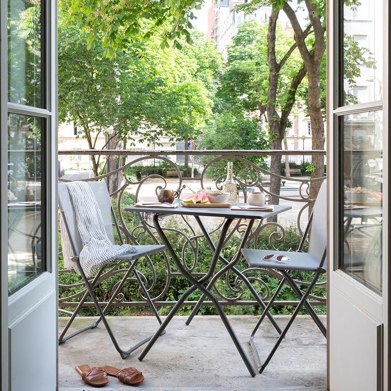 Mesa decorativa acero titanio plegable patios terrazas