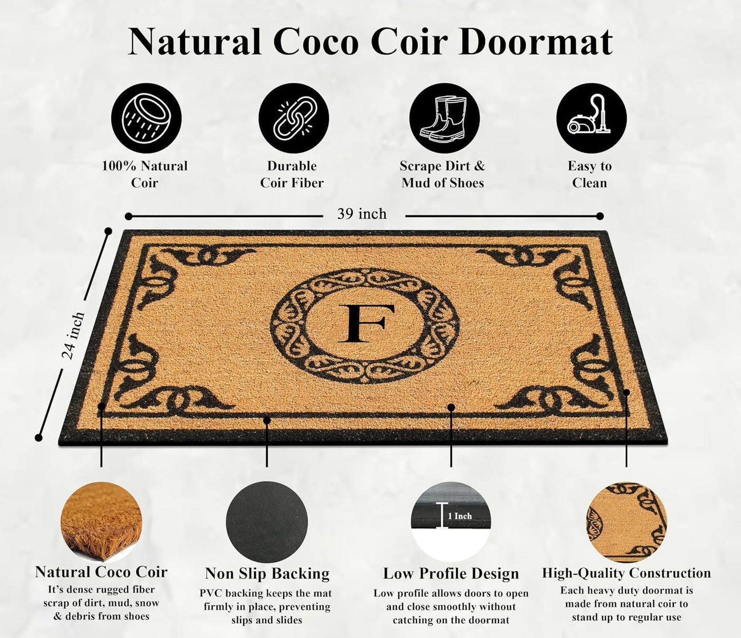 Felpudo fibra coco natural antidesprendimiento