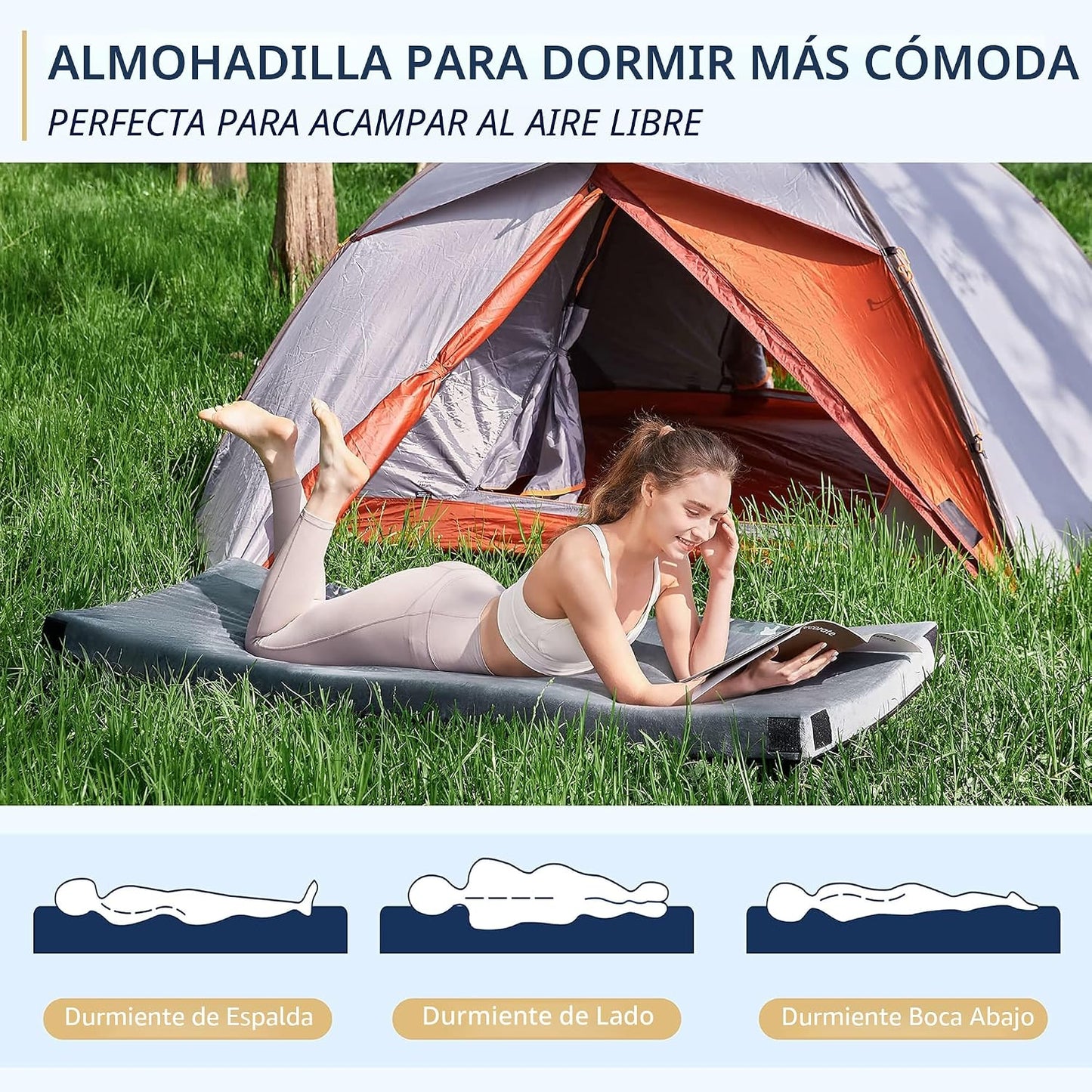 Colchón espuma memory para camping adultos plegable