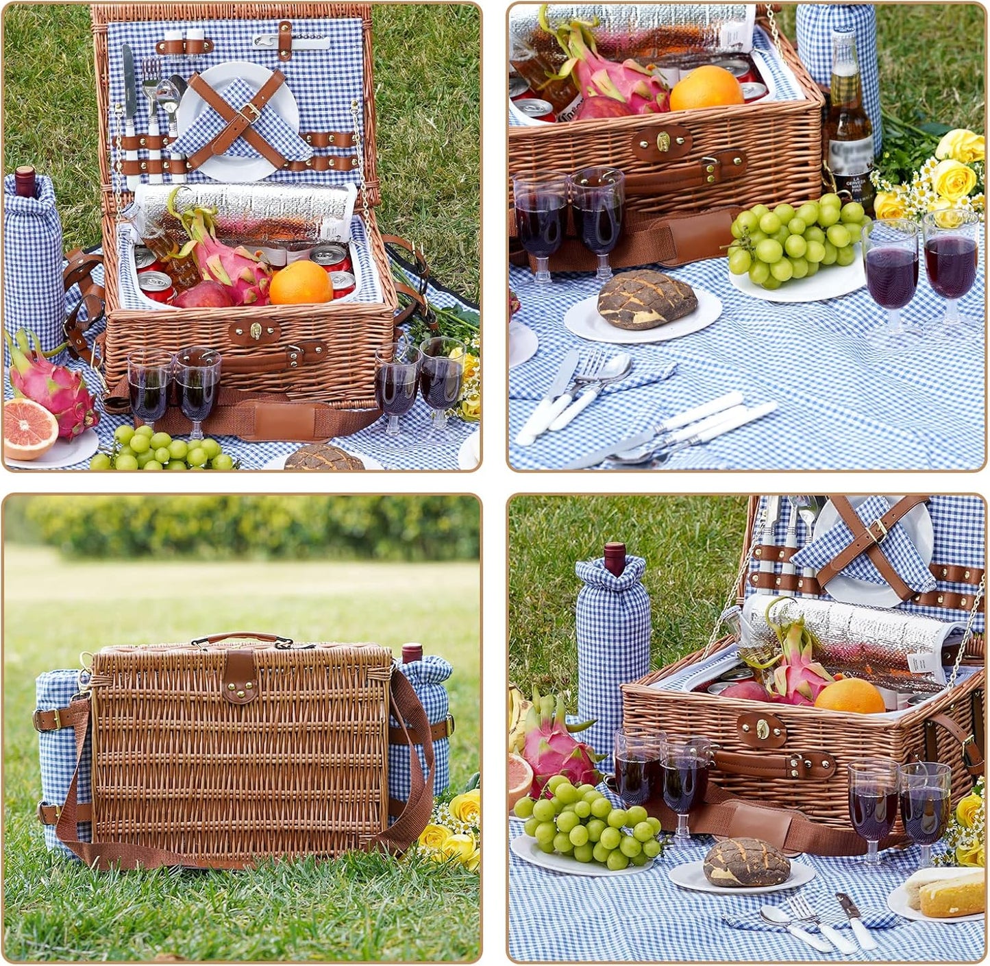 Cesta picnic sauce con manta impermeable y correa hombro
