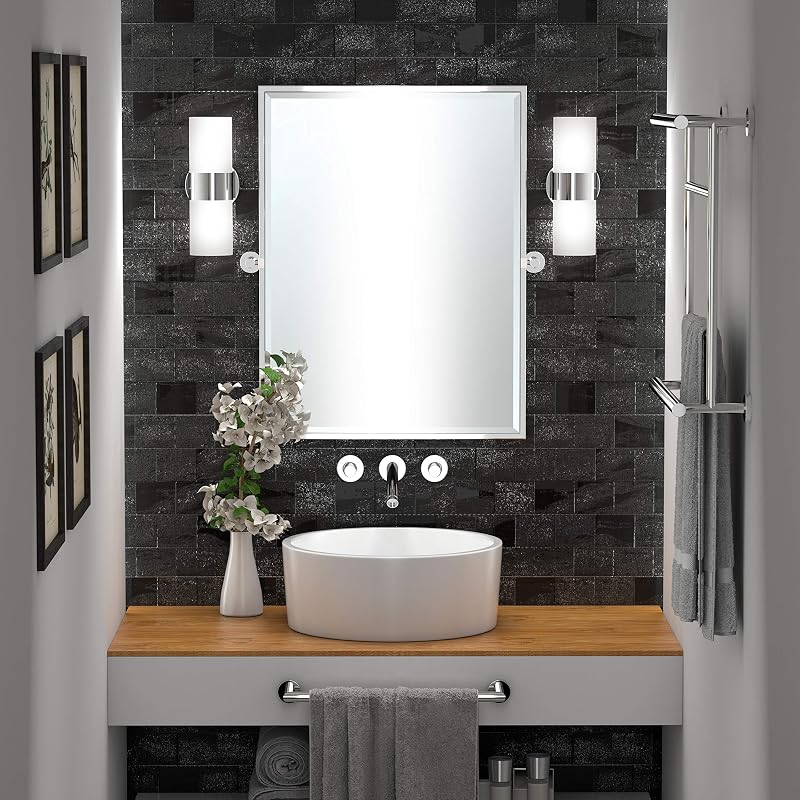 Aplique doble cromado vidrio esmerilado lámpara baño