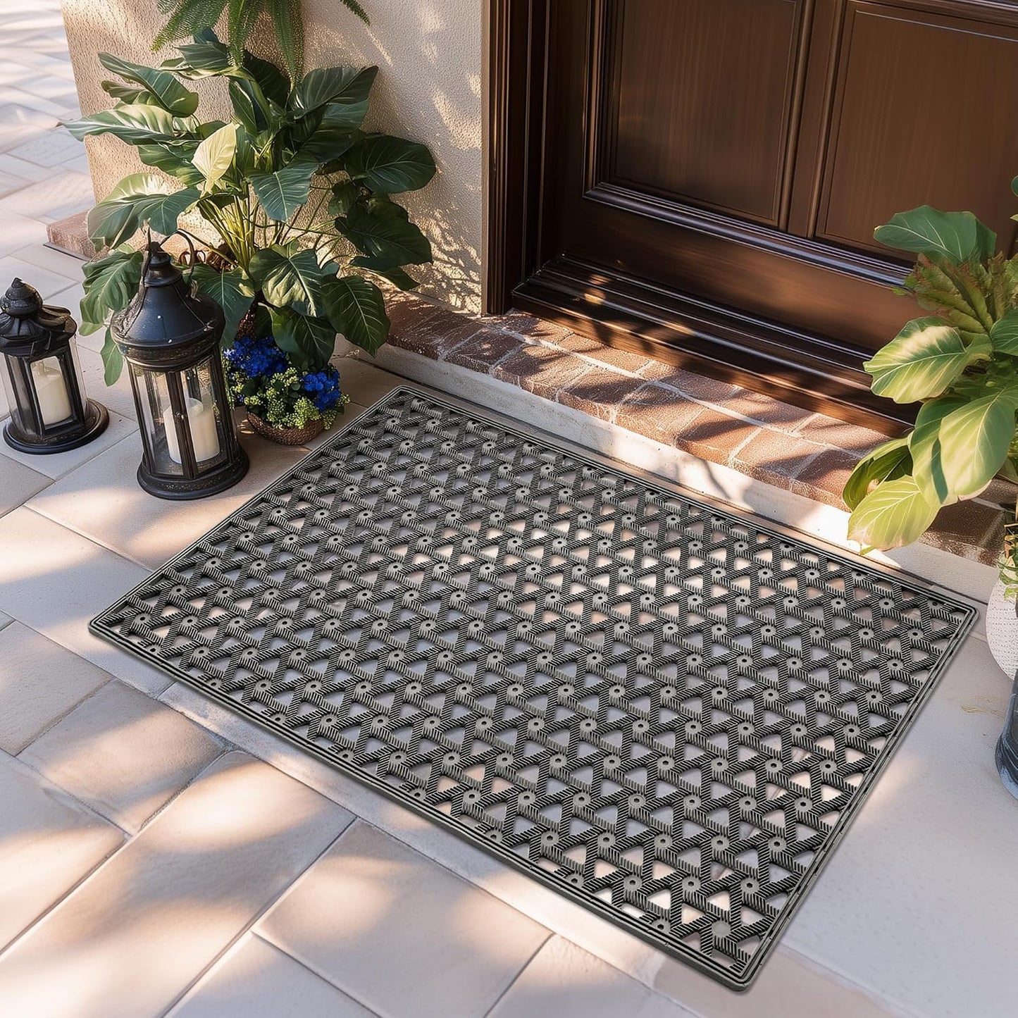 Tapete puerta entrada antiderrap lavable 19x29.5" gris
