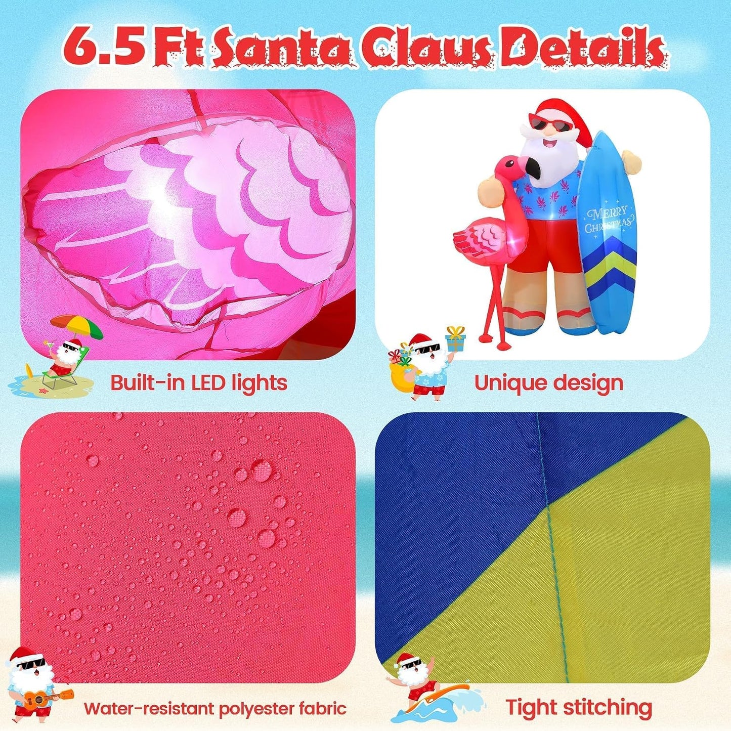 Decoración inflable Navidad 6.5ft con luces LED jardín patio