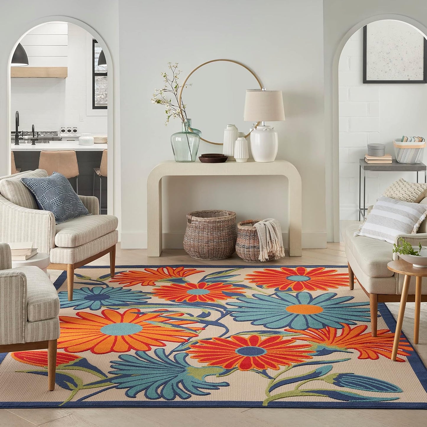 Alfombra multicolor 5x8ft dormitorio sala comedor