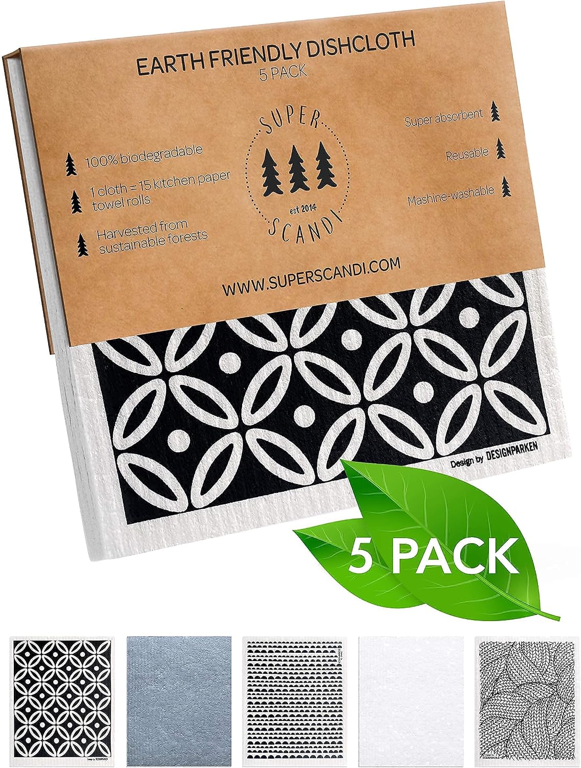 Pack 10 paños grises reutilizables compostables Suecia