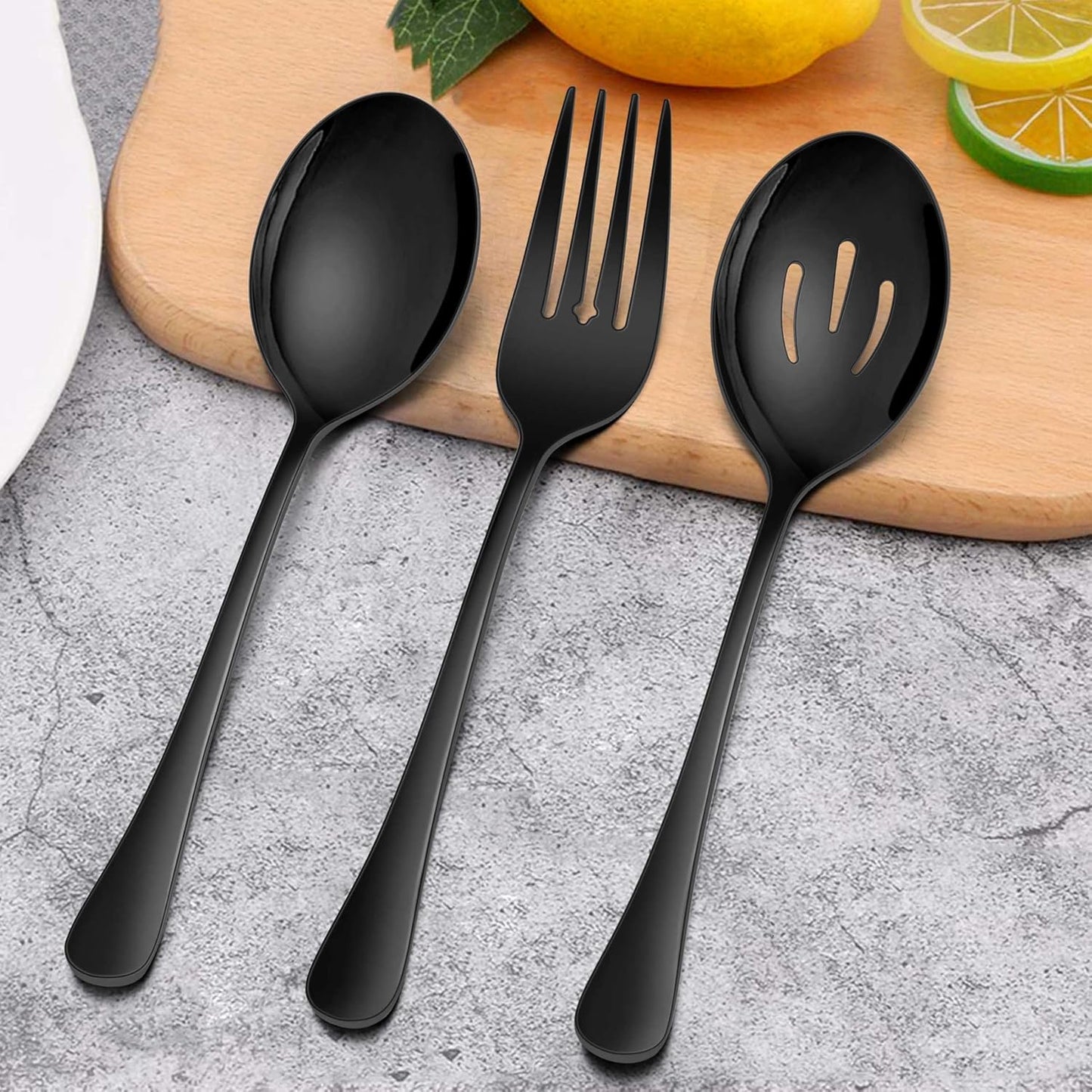 Set 6 cucharas acero inox color negro para servir