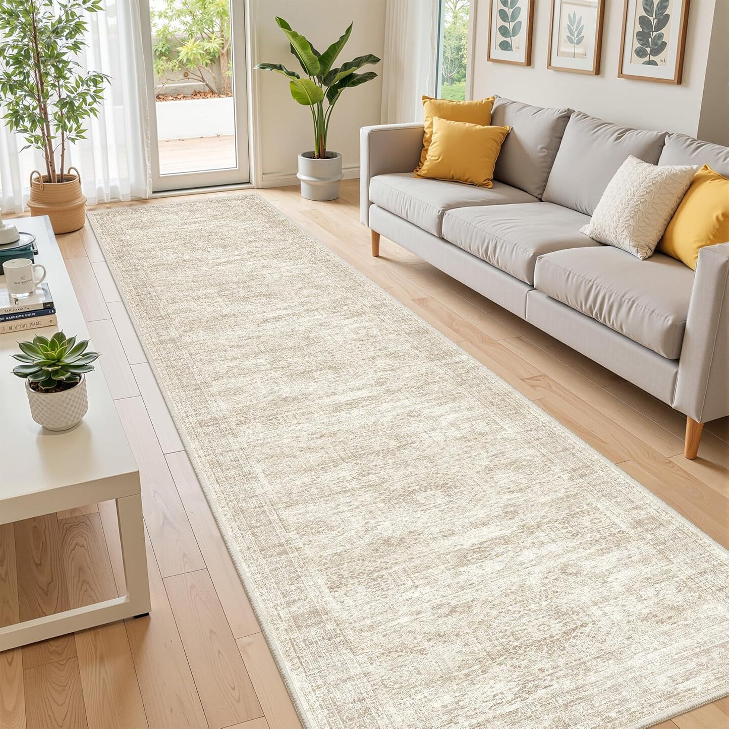 Tapete pasillo lavable ultrafino antiderrap 2x10ft beige