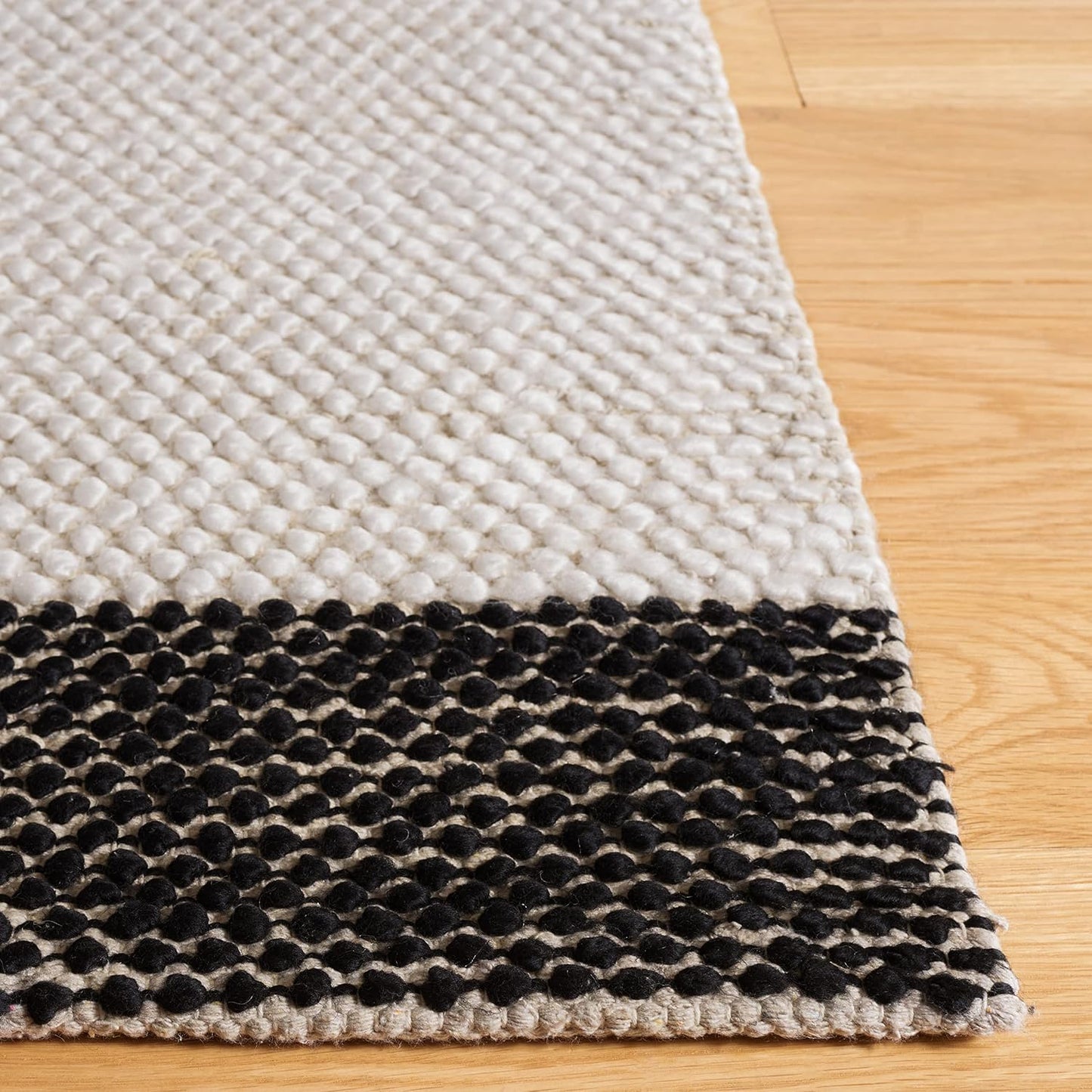 Alfombra decorativa 3x5ft rayas marfil y negro