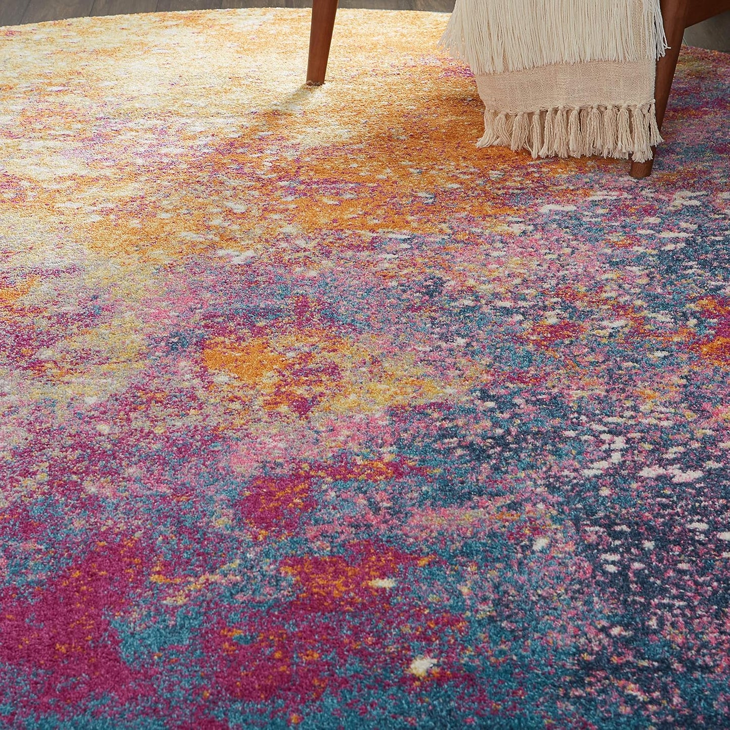 Alfombra redonda moderna abstracta 8ft para dormitorio sala