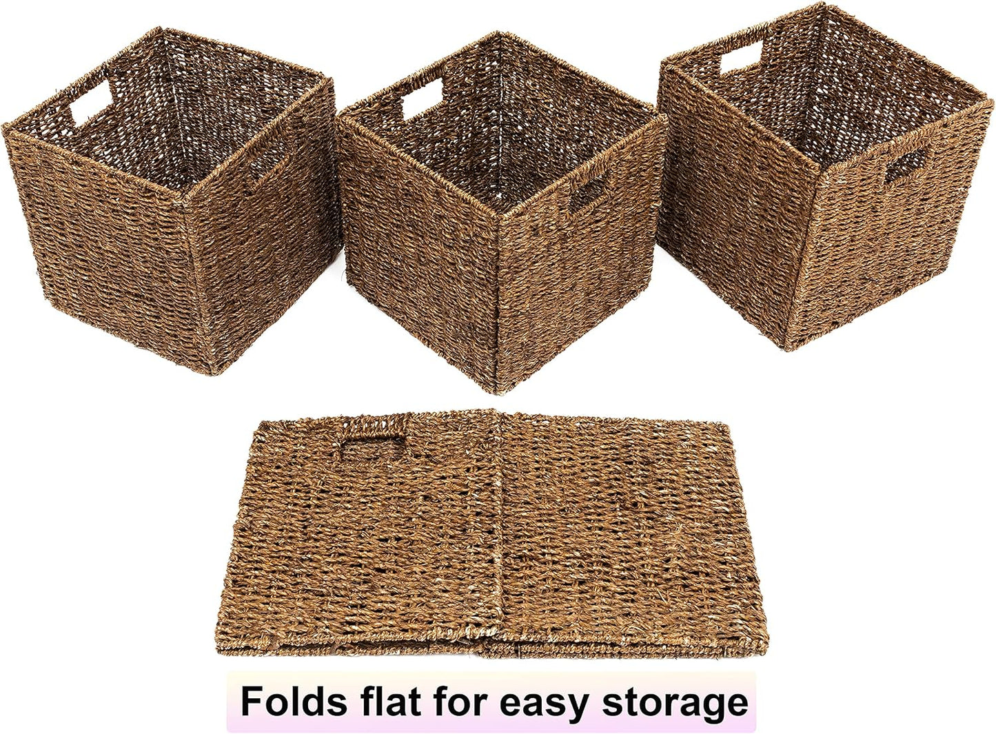 Cesta almacenamiento plegable set 4 marrón