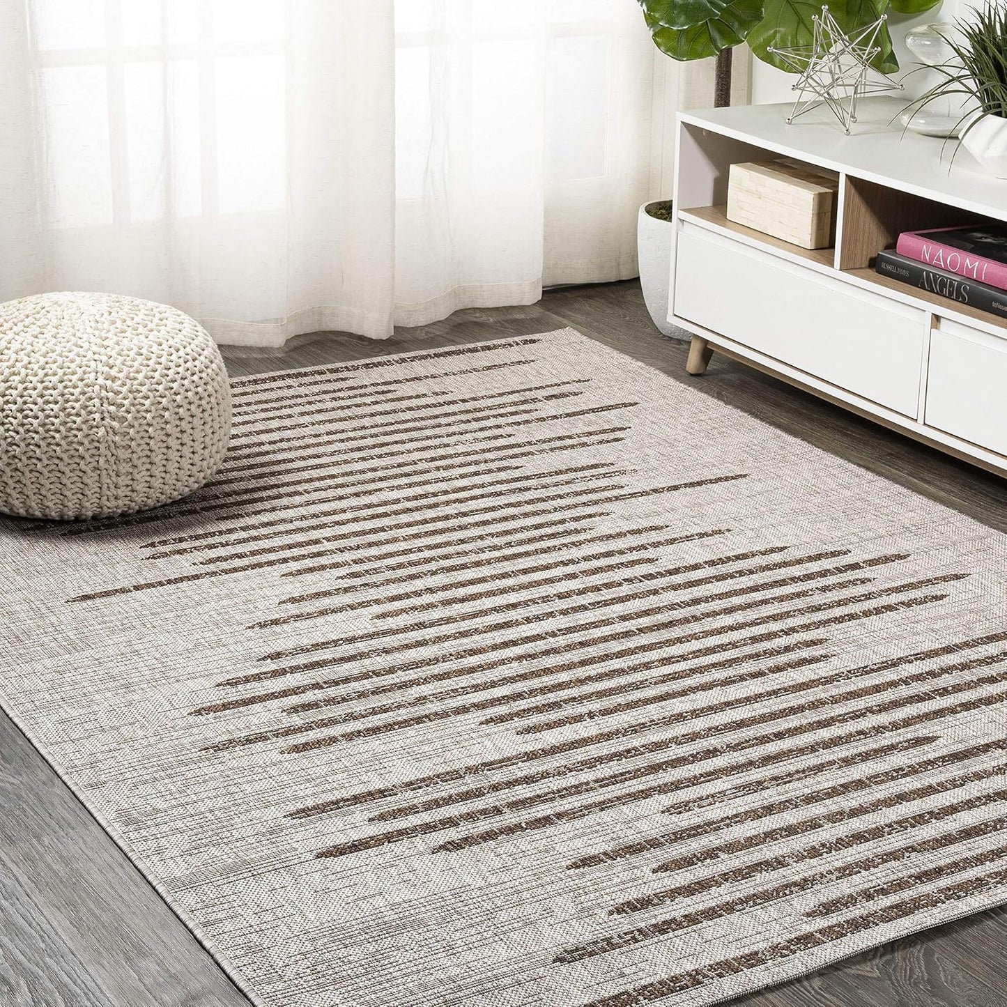 Alfombra geométrica rayas 3x5pulg beige/marrón Zolak Berber
