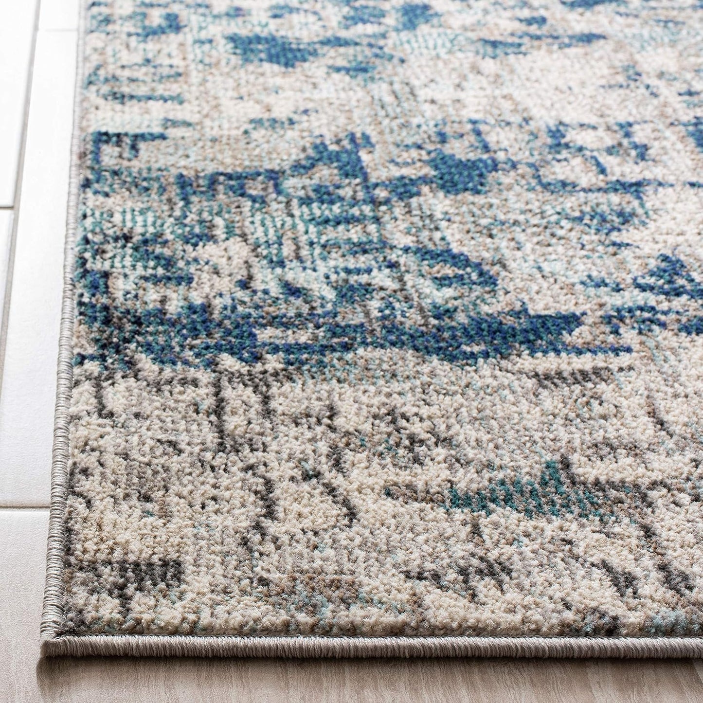 Alfombra decorativa 4x6ft gris azul diseño abstracto moderno