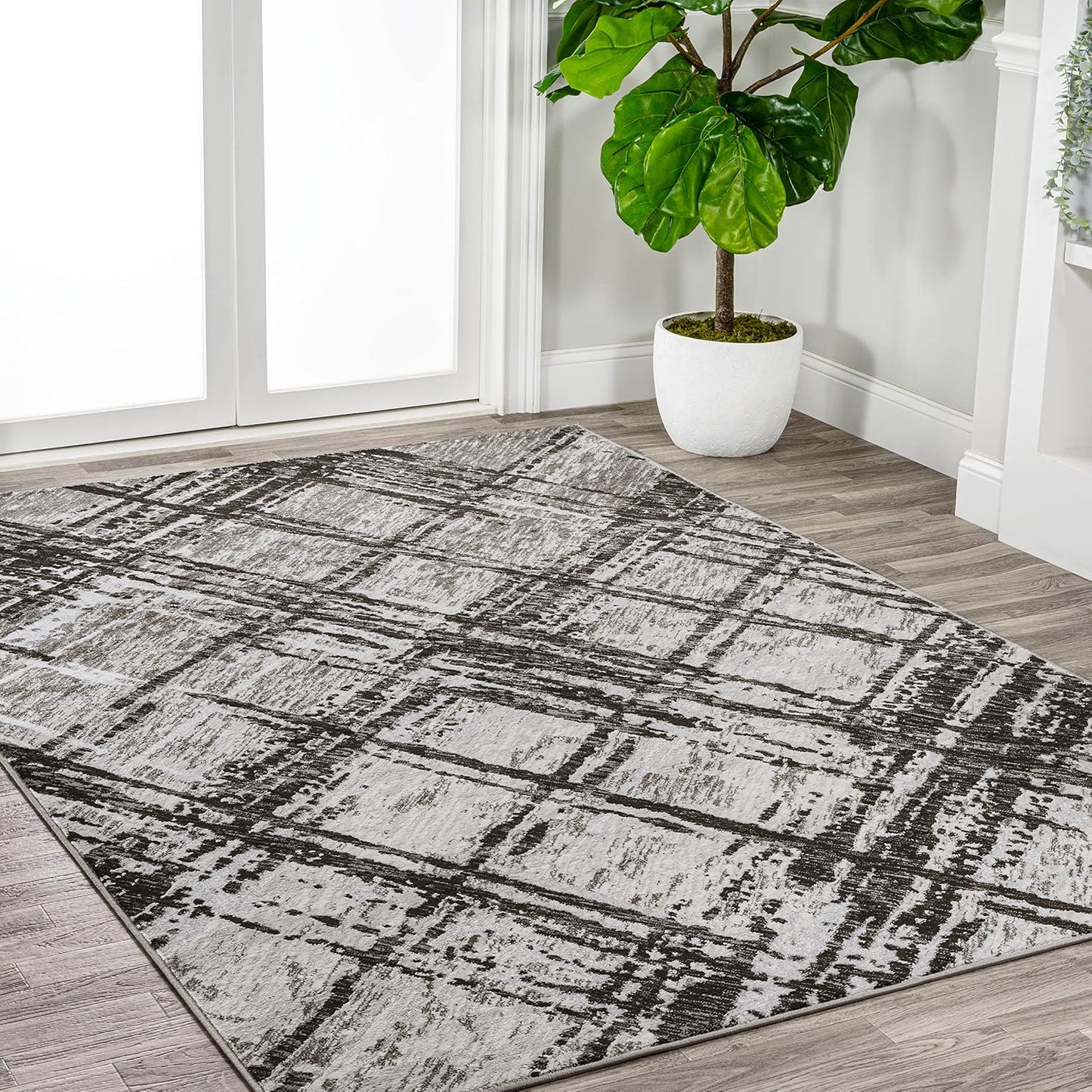Alfombra interior abstracta negro/gris 3x5ft sala dormitorio