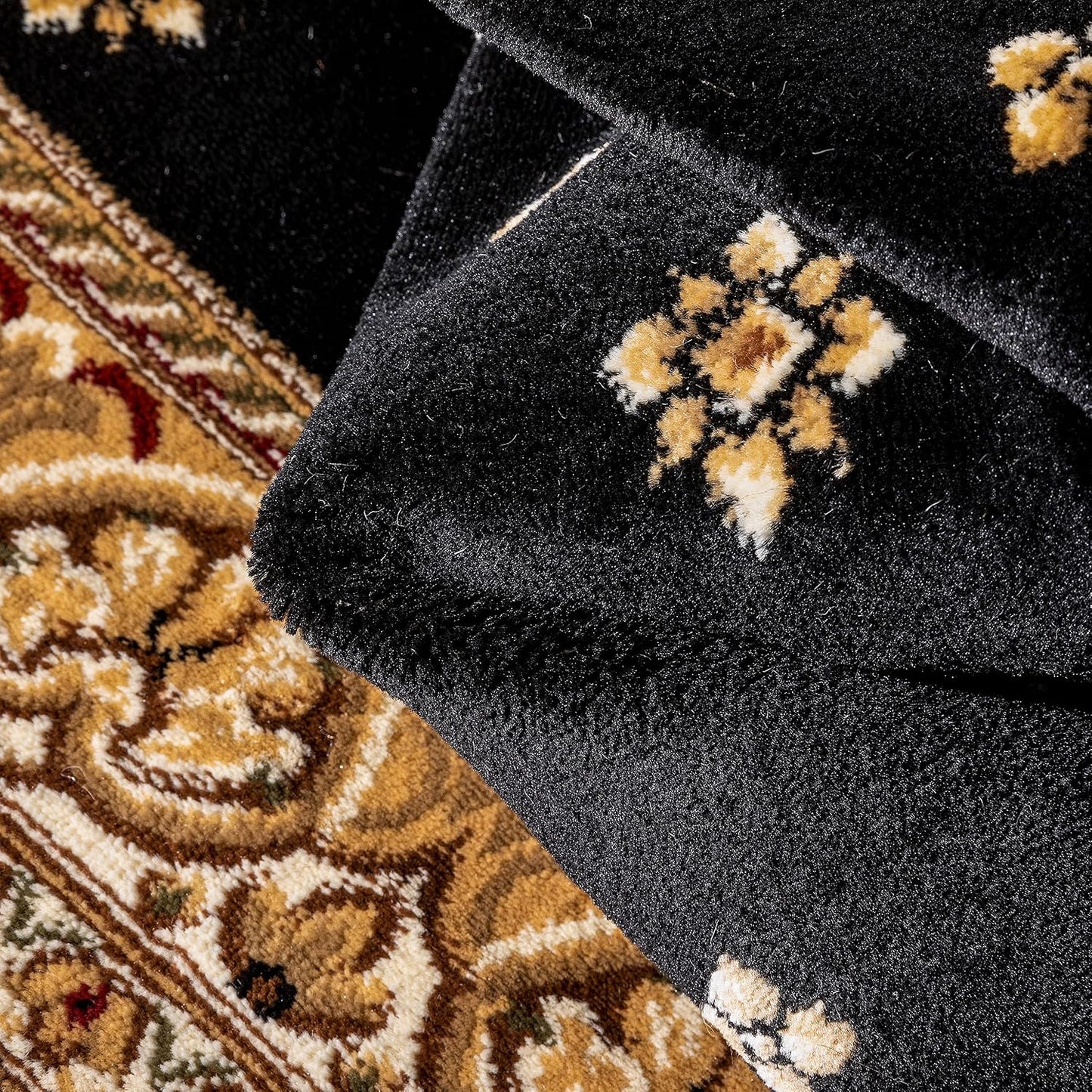 Tapete formal europeo negro resistente sala comedor