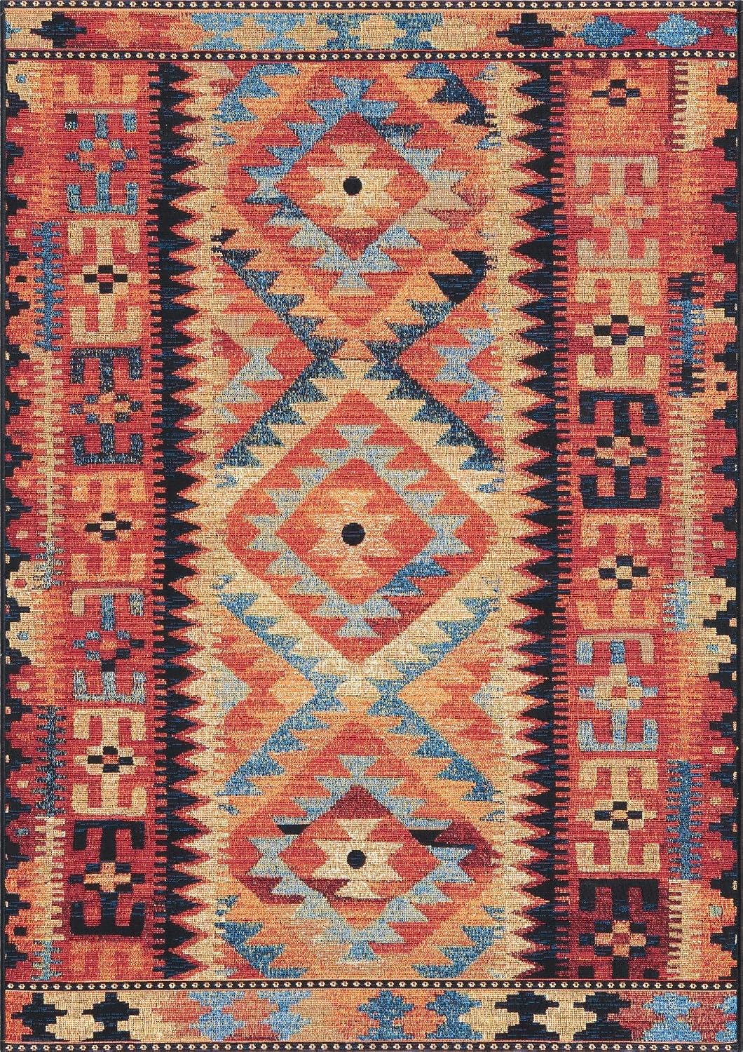 Alfombra área Tortuguero 4x6ft rectangular multicolor azul