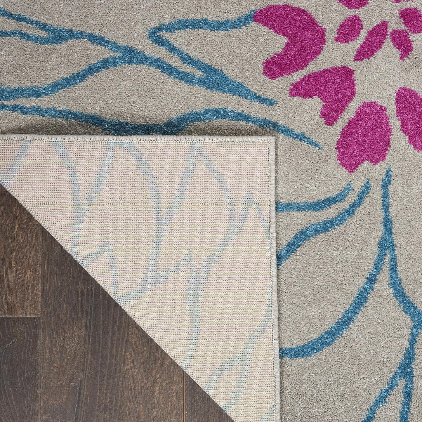 Alfombra gris 2'2"x10' floral campestre dormitorio sala