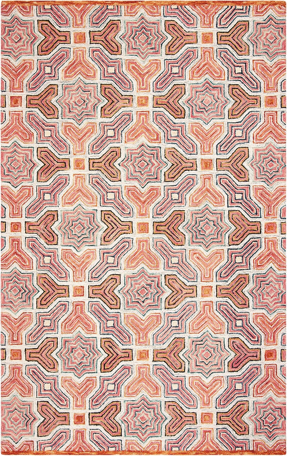 Alfombra sala dormitorio 6x9ft rosa naranja lana bohemia