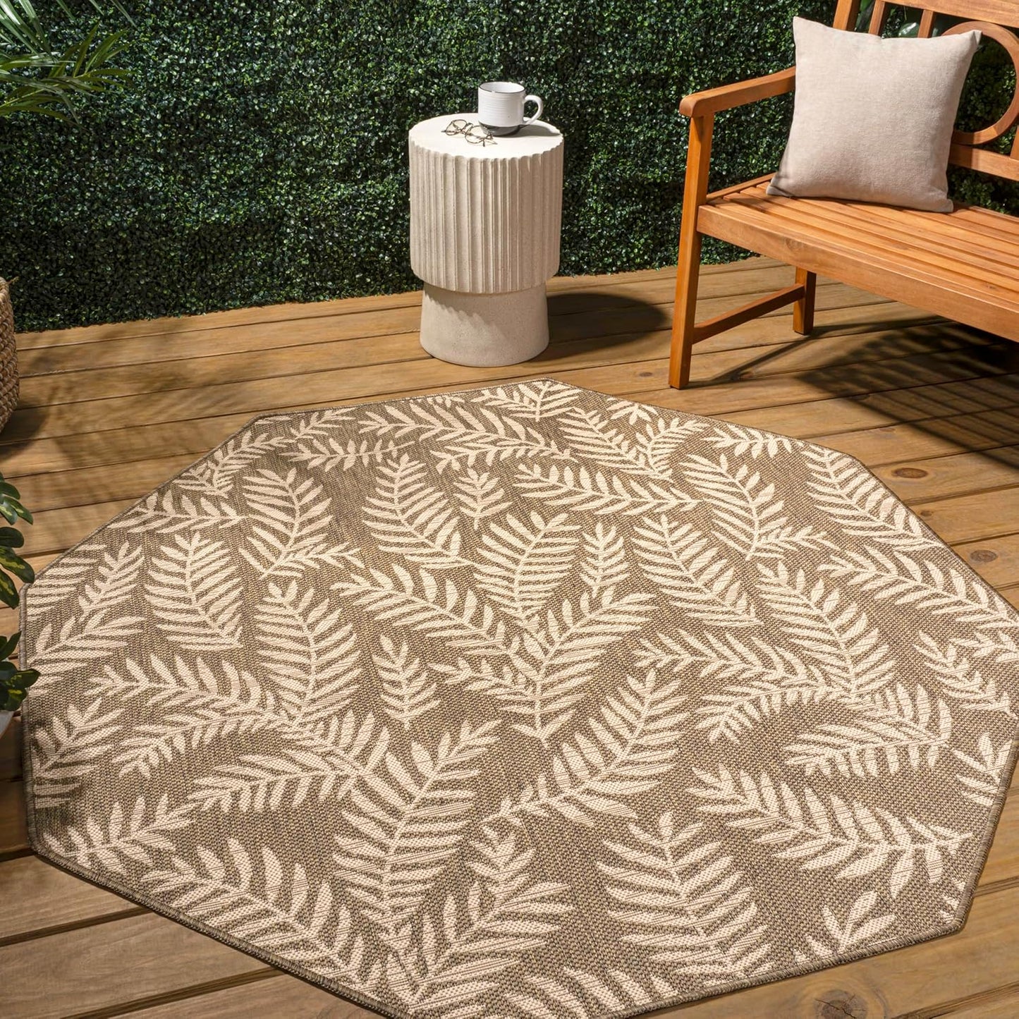 Alfombra octagonal interiores exteriores 5ft marrón