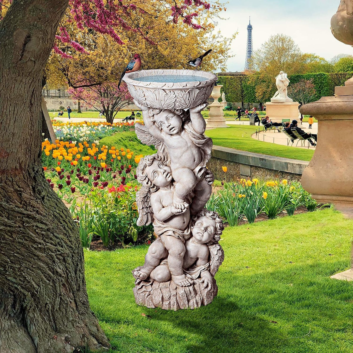 Estatua Tres Querubines con Urna