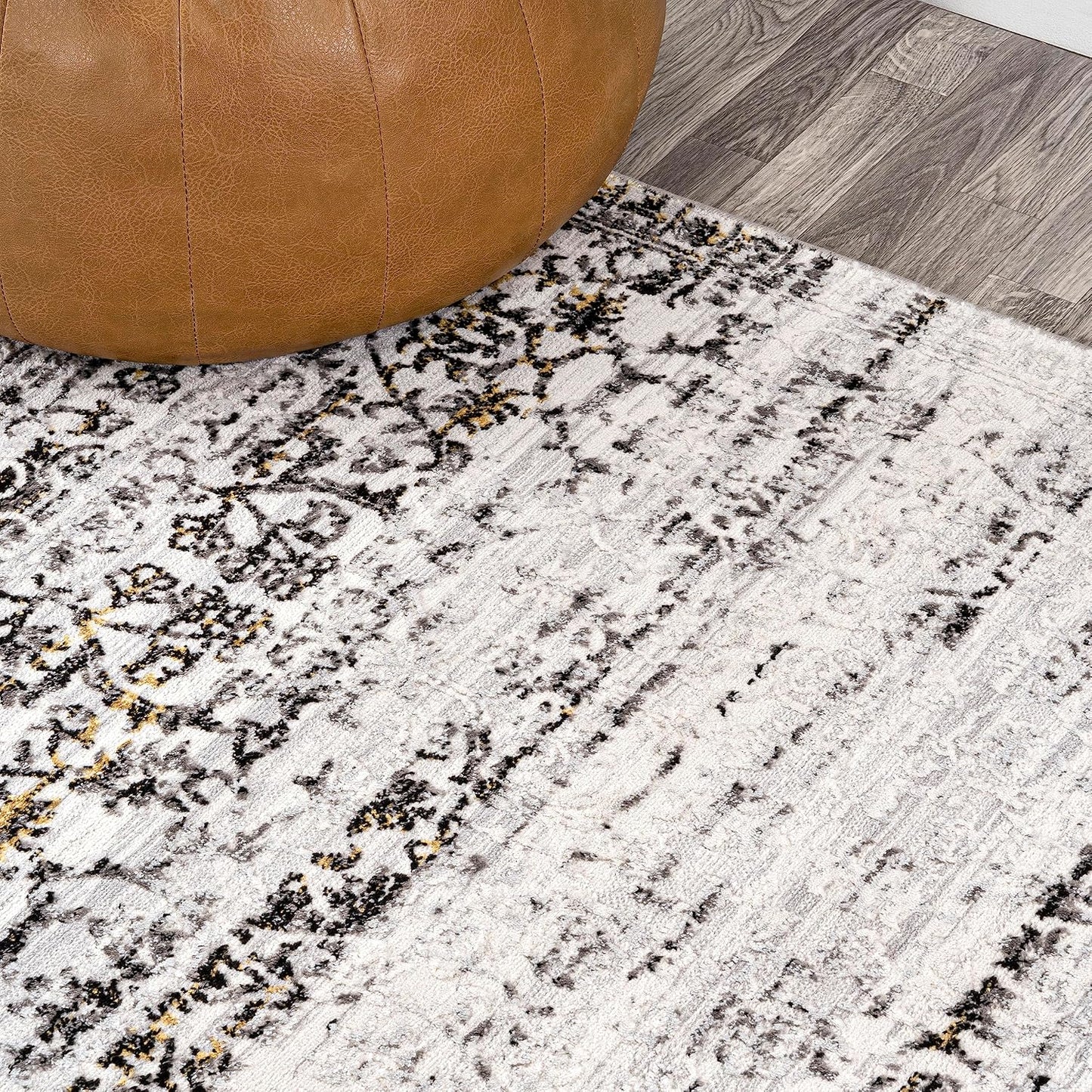 Alfombra pasillo 2x8ft color marfil/negro sala dormitorio