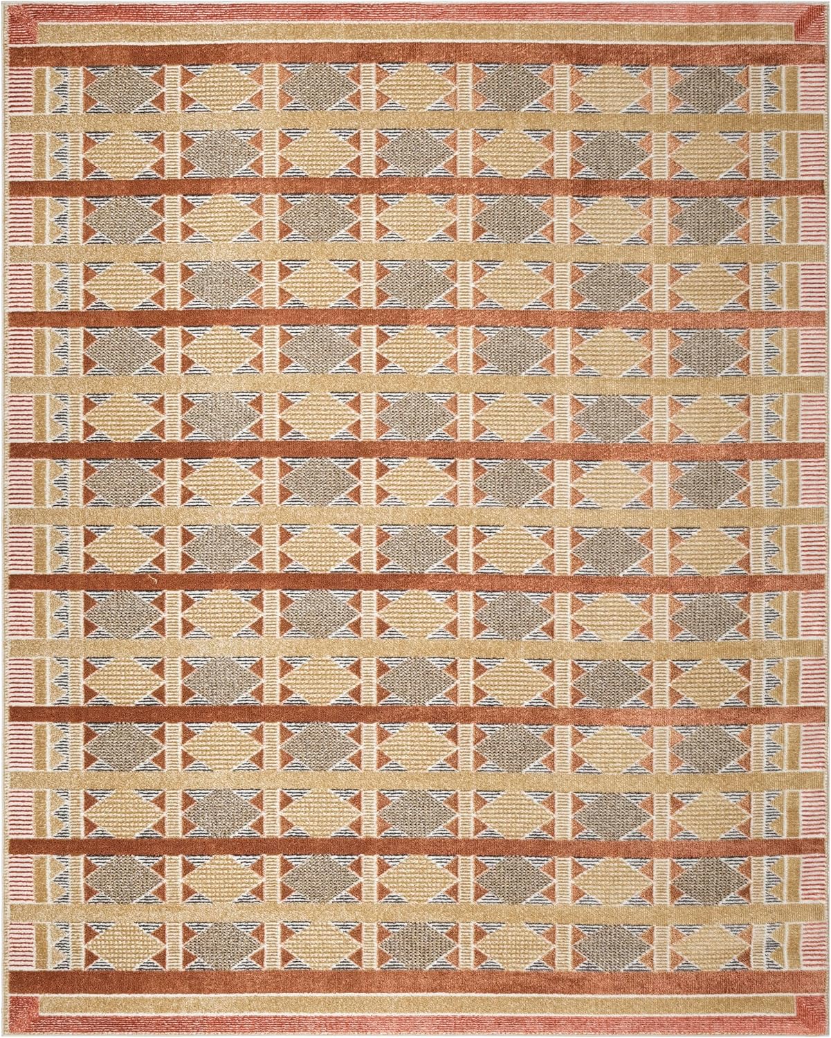 Alfombra Nordic Rust 8x10ft para dormitorio y sala