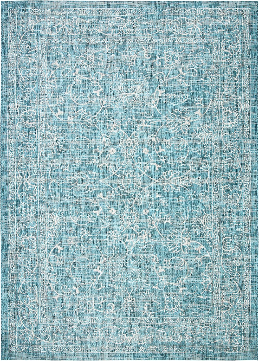Alfombra exterior lavable 9x12ft turquesa sin