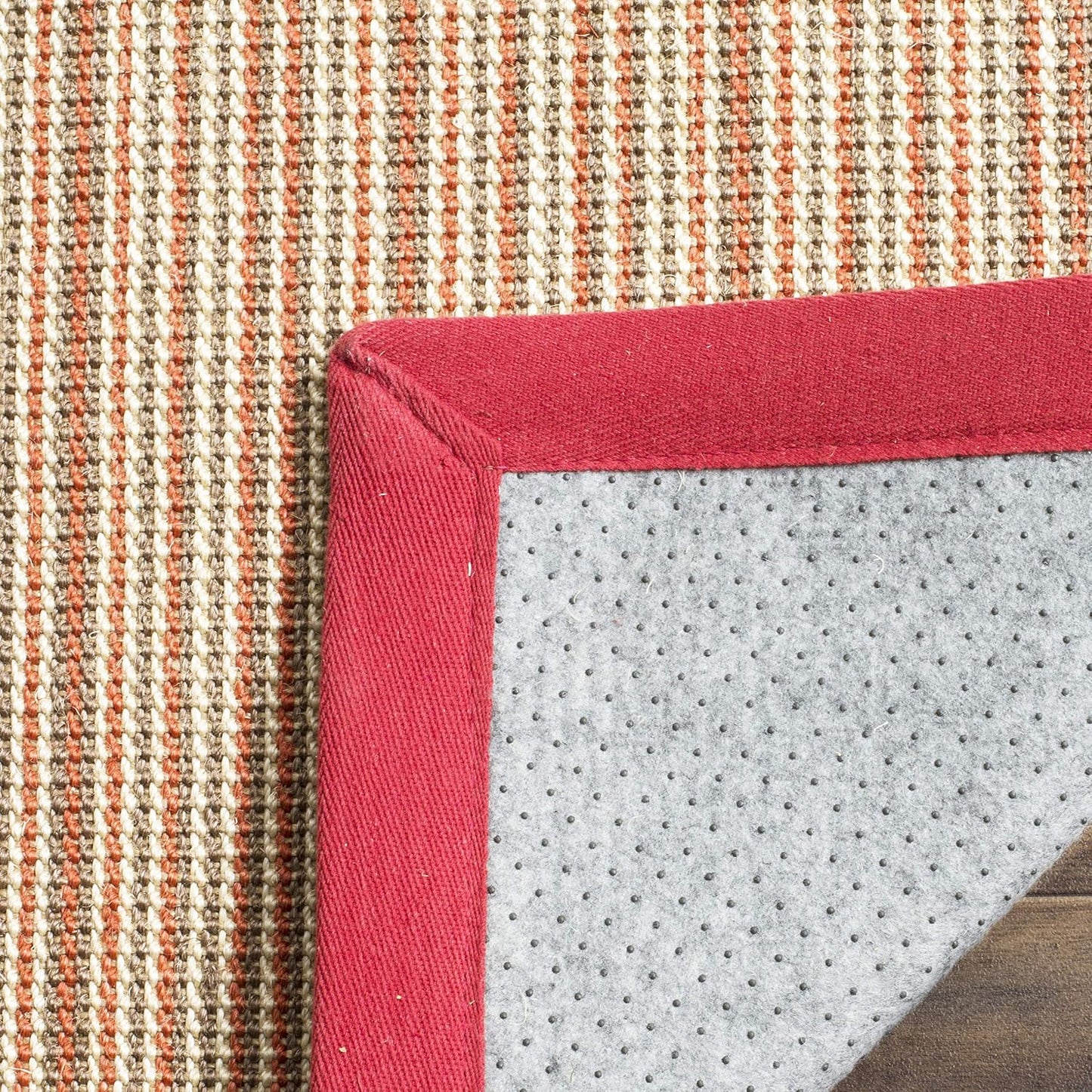 Alfombra sisal rayas borde 2'6"x4' óxido