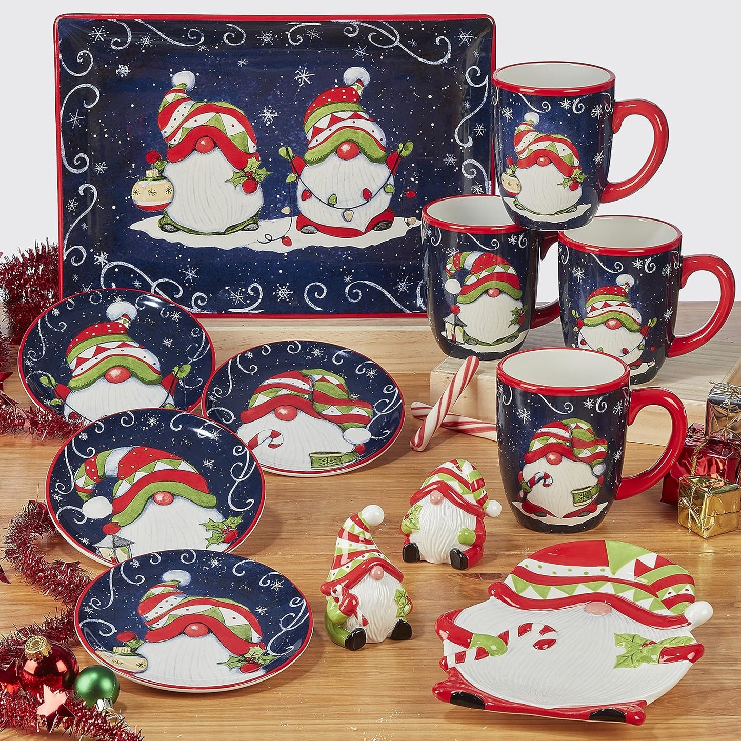 Set 4 Tazas 16oz con Gnomes de Navidad