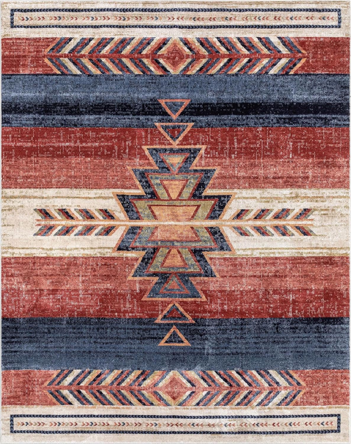 Alfombra tribal suroeste azul cantón carmesí