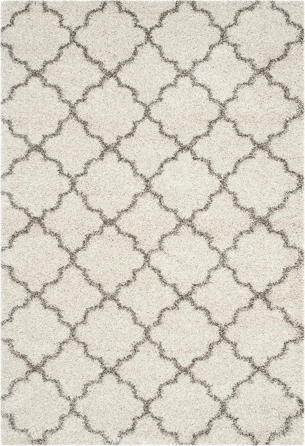 Alfombra 6x9pulg marfil gris diseño enrejado marroquí