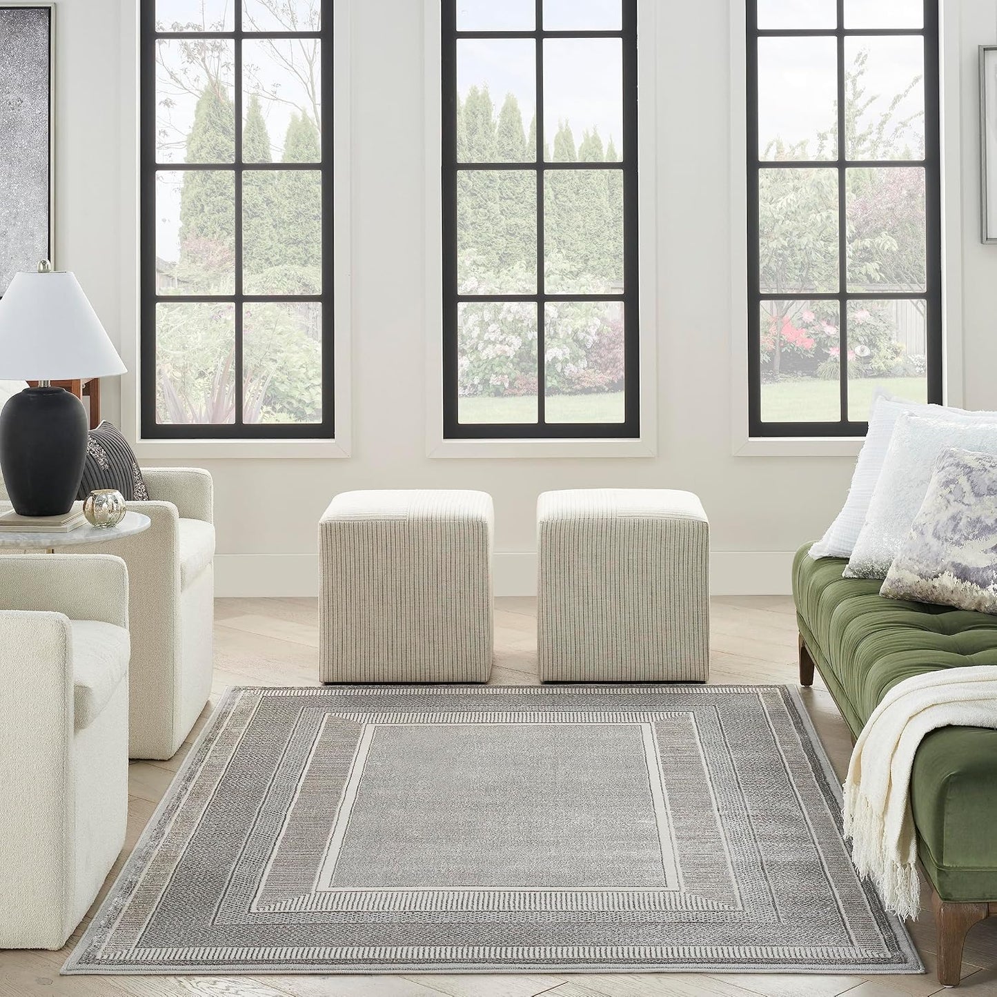 Alfombra plateada 5x7pies dormitorio sala comedor