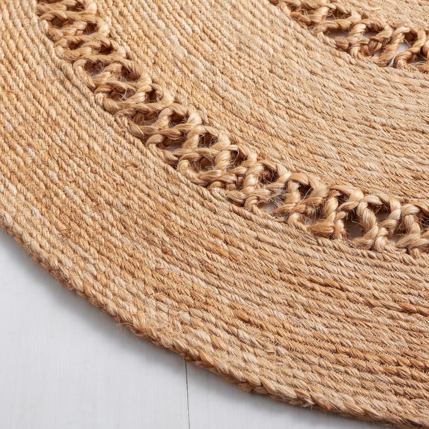 Alfombra redonda fibra natural estilo bohemio 3ft