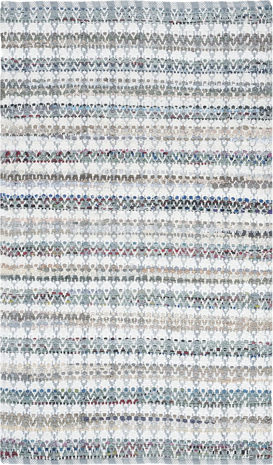 Alfombra decorativa 3x5ft gris y multicolor algodón mano